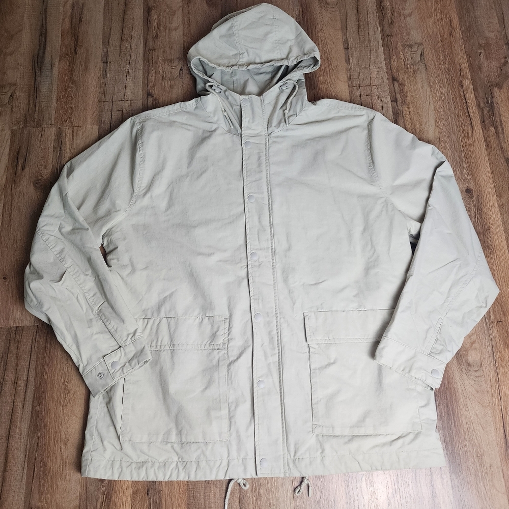Men's GAP Anorak Lightweight Stone Beige Hooded Jacket Size XL Tall